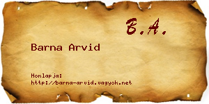 Barna Arvid névjegykártya